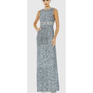 Mac Duggal Size 6 Sequin Column Blue Dress NWT